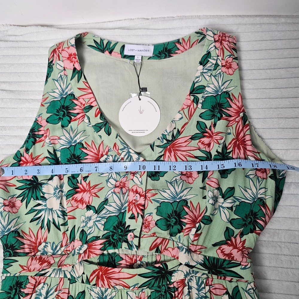 Lost + Wander Island Hopper Dress Women L Mint Floral Cutout Tiered Maxi NWT - Picture 6 of 10